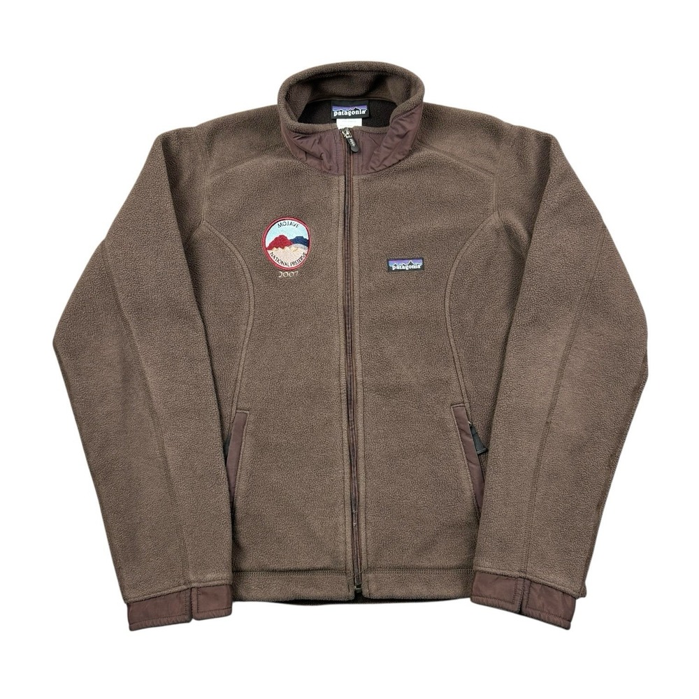Patagonia Synchilla Windproof Jacket Women Large Brown Full Zip Outdoor Hiking‎